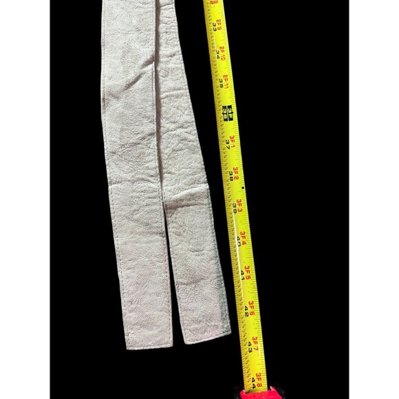 Vintage Hand Painted Orchids Saude Leather Tie Belt 70s - Picture 8 of 8